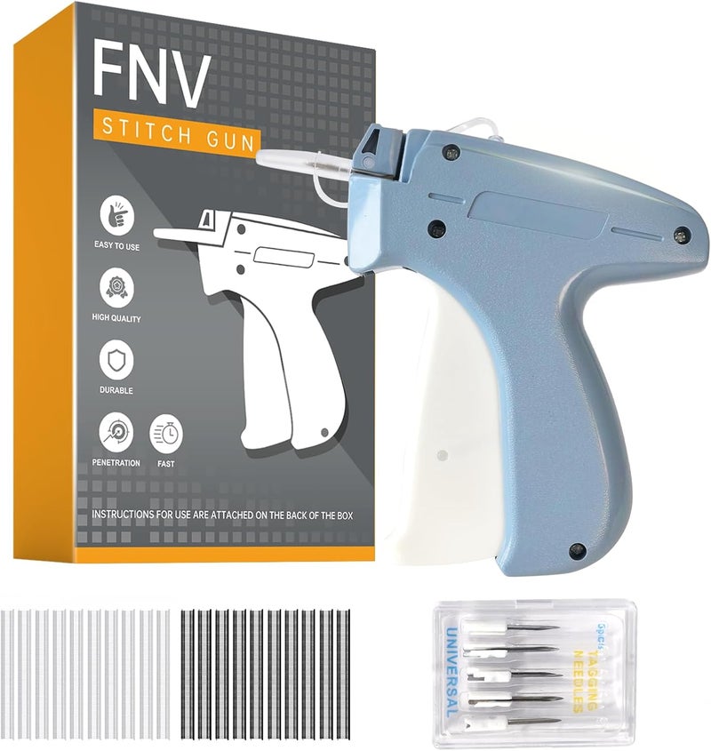 FNV Quicker Clothing Fixer, Stitch Gun for Clothes, Quicker Sewing Gun for Cloth, Mini Sewing Stitch Machine with 6 Needles, 1000 Black&1000 White Fasteners (Light Blue) - Image 1